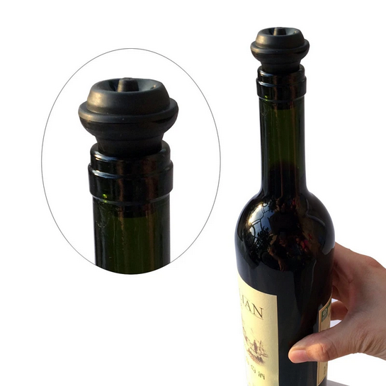 Stainless Steel Wine Saver with 2 Bottle Stoppers