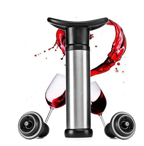 Stainless Steel Wine Saver with 2 Bottle Stoppers